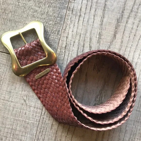 Ralph Lauren Woven Belt with Gold Buckle - Picture 1 of 8